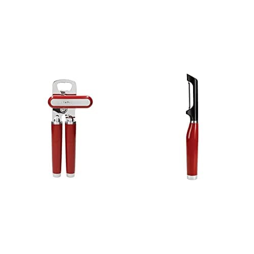 Image of KitchenAid Stainless Steel Tin Opener – Empire Red & Stainless Steel Euro Peeler - Empire Red