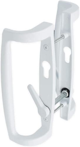 Image of TruSky uPVC Sliding Patio Door Handle - 90PZ 90mm - D Shape Handle - Inline Lever Pair Set - 90PZ XL White Sliding Patio Door Handles with Inline Locking Lever Powder Coated Durable Finish