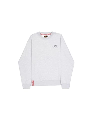 Image of Alpha Industries Men's Basic Sweater Small Logo Sweatshirt, Pastel Grey Melange, S
