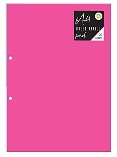 Image of A4 Ruled White Paper Refill Pink Notepad Notebook 100 Sheets