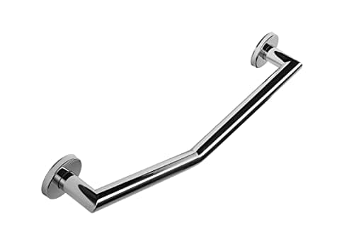 Image of Croydex Modern Angled Safety Support Rail Stainless Steel Grab Bar for Bathroom, Chrome