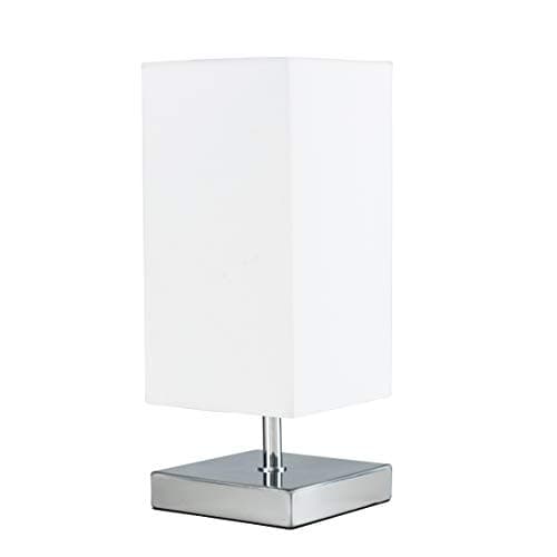 Image of MiniSun | Modern Square Polished Chrome Touch Table Lamp with a White Shade | Table Lamps, Home Décor & Improvement Essential | Includes 5W LED Bulb [3000K Warm White]