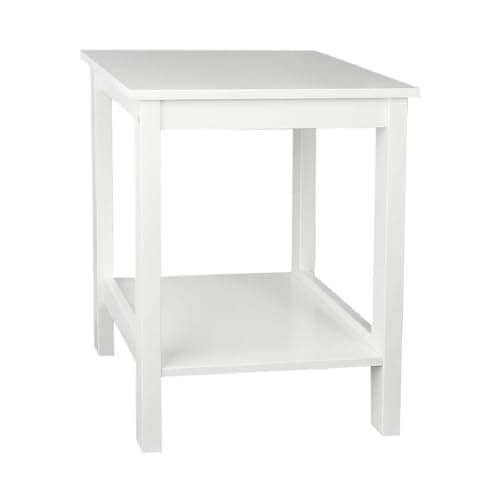 Image of Bedside Table 2 Tier Small Nightstand wood White Mat Painted Sturdy Durable Sleek and Minimalist design Compact Ideal For Small Storage Traditional Home Furniture