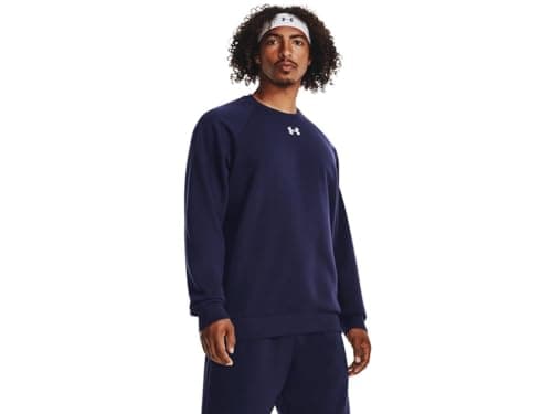 Image of Under Armour Men's Ua Rival Fleece Crew Sweatshirt, (410) Midnight Navy // White, 4XL