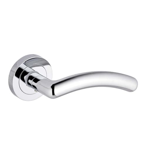 Image of Designer Levers - Medusa Lever on Rose Door Handle - Modern Design - Polished Chrome - 4 Pairs - Fixings Included - Interior Use