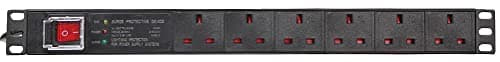 Image of PULSE PDS6-SRG 6 Way UK PDU with UK Plug and Surge Protection, 19" 1U