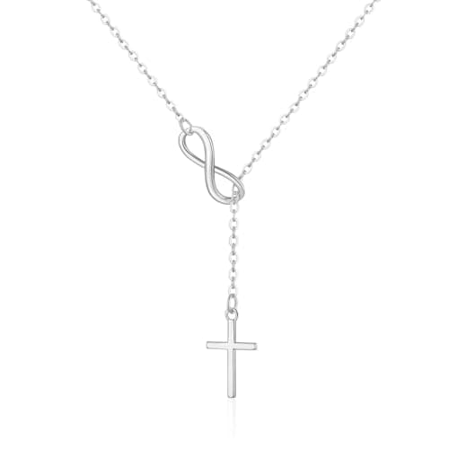 Image of Philip Jones Silver Plated Infinity with Cross Lariat Necklace