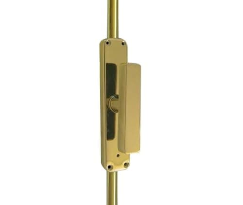 Image of Kooples Hardware Espagnolette Bolt – Surface Mounted Multi-Point Door Bolt with Rods & Keeps – Traditional Locking System for French, Patio & Double Doors (Polished Brass)