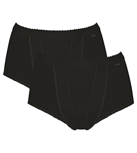 Image of Sloggi Women Maxi 2 Pack Control Knickers, Black, 14 UK