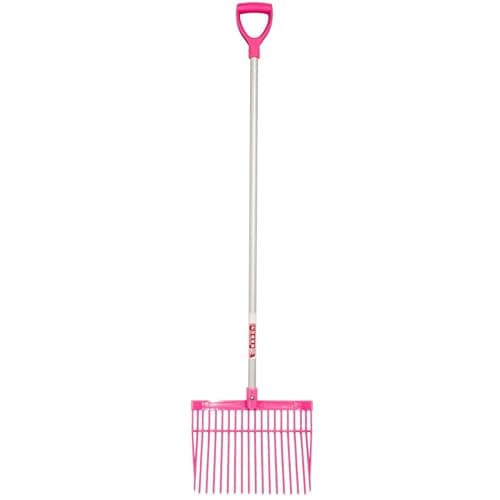 Image of Red Gorilla Bedding Fork with D Handle Pink Lightweight For Stable Bedding Mucking Out Pitchfork for Hay and Garden Compost 157cm Long