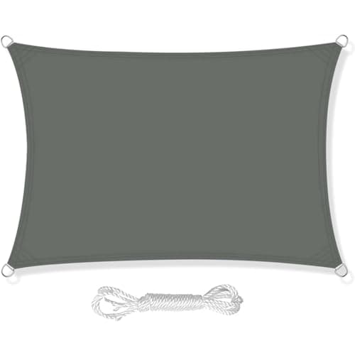 Image of HEYOMART Sun Shade Sail 4m x 6m Rectangle Shade Sails Waterproof Outdoor Garden Patio Party Sunscreen Awning Canopy 98% UV Block With Free Rope, Dark Grey