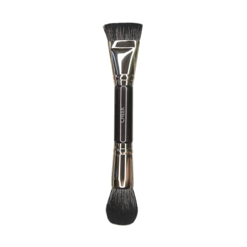 Image of Studio10 Double Ended Vegan Cheek Brush for Blusher Bronzer and Contour Soft Cruelty Free Makeup Brush for Mature Skin Cream or Powder Application Blending Sculpting and Natural Definition
