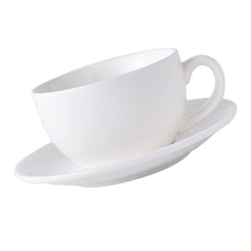 Image of NUOBESTY Set of 4 White Ceramic Coffee Cup Saucer Bone China Tea Cup Set for Office Home Tea Party