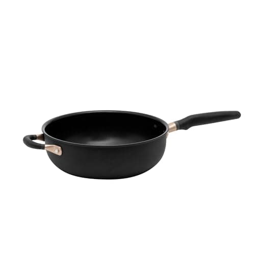 Image of Meyer Accent Deep Frying Pan Non Stick 26cm - Induction Suitable Chefs Pan with Ergonic Heat Resistant Handles, Dishwasher Safe, Durable Hard Anodised Cookware, Black, 4.3L