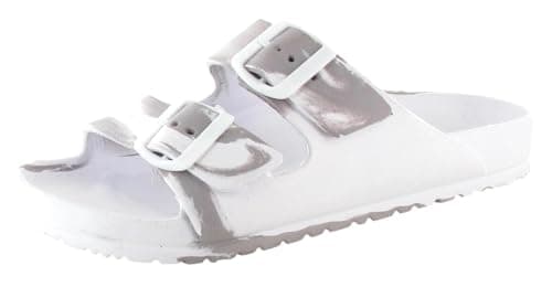 Image of ella Ladies Double Buckle Slides (Grey Marble, uk_footwear_size_system, adult, women, numeric, medium, numeric_5)