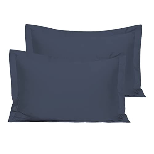 Image of Pizuna Percale Oxford Standard Size Pillowcases 2 Pack Dark Blue 50x75cm, 100% Long Staple Combed Cotton Pillow Cover, Percale Weave Standard Pillow Cases (Cotton Pillow Cases 2 Pack)