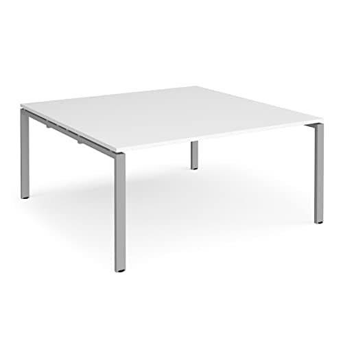 Image of DAMS Adapt square boardroom table 1600mm x 1600mm - silver frame, white top