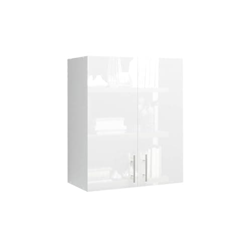 Image of JD Greta 600mm Kitchen Wall Cabinet with Door – Wall Unit – White Gloss – Modern Storage Cupboard