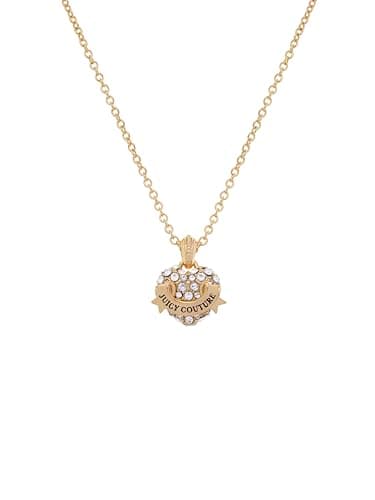 Image of Juicy Couture Crystal Icon Heart Small Pendant Necklace for Women (Gold/Clear Crystal)