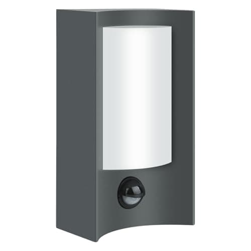 Image of Kerry LED Outside Light with Motion Sensor, Outdoor Front Door Lighting Mains Powered, 7W 4000K IP44 Modern Anthracite Grey Aluminum Wall Mounted Lamp, Exterior PIR Fixture for Garden, Porch, Patio