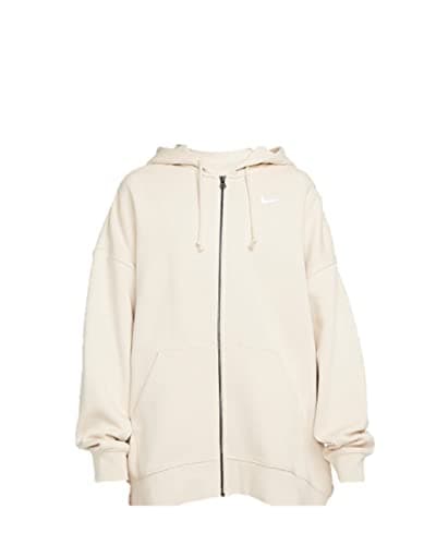 Image of NIKE Sportswear Essentials Cotton Fleece Full Zip Hoodie Sweatshirt Swoosh Cream Off White Ivory Men's Size Large L