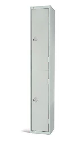 Image of Two-Door Compartment Locker, Secure Storage Space for Any Workplace. Strong Steel Construction, Airflow Venting System, 1800mm H X 300mm W X 300mm D (Mid Grey)