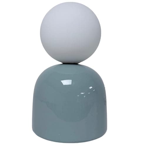Image of Britalia Ceramic Table Lamp, Duck Egg Blue, Sheen Finish, G9, 20cm x 12cm, 0.70Kg, White Opal Ball Shade, in-Line Switch