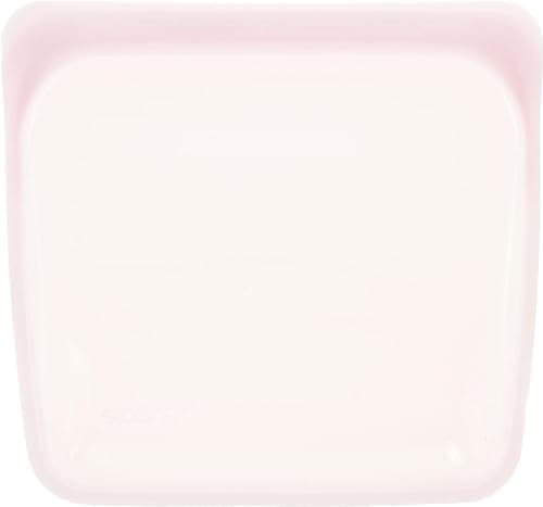 Image of Stasher Sandwich Bag (Rose Quartz) | Reusable Freezer Bags For Travel and Food Storage | Silicone Plastic Food Bags | 21cm x 20.3cm x 1.3cm / 440ml