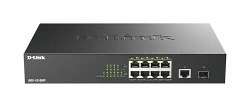Image of D-Link DGS-1010MP/M 10 Port Gigabit Max PoE Switch, 8 Gigabit 30W PoE+ ports, 125W power Budget, SFP Fibre Uplink, Fanless, Silent, Power Saving, Metal Case, Network Switch