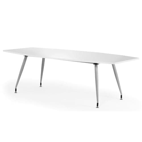 Image of OPO Impulse Freestanding 1800/2400mm High Gloss Writable Rectangular Boardroom Table Cantilever Leg | Sturdy Build Weather & Heat Resistant Melamine Finish Meeting Table White 2400