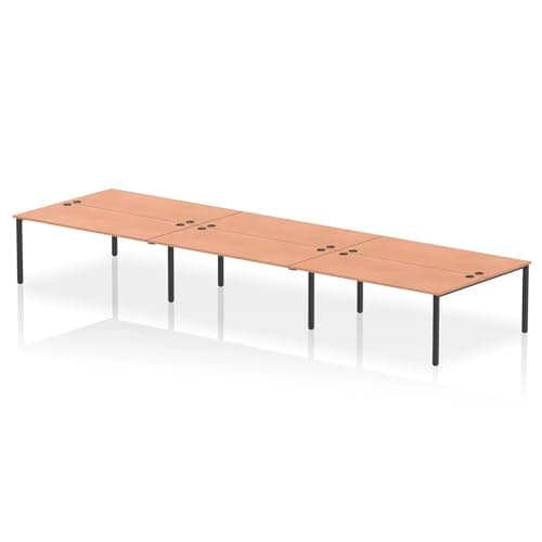 Image of Mr Office Impulse Back to Back Bench Desk - 1600mm deep, Black Frame, 6 Person, Beech, 5400