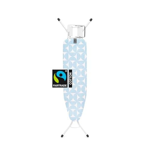 Image of Brabantia - Ironing Board A - with Steam Iron Rest - Compact & Foldable - Adjustable Height - Non-Slip Feet Cotton Cover - Child & Transport Lock - Fresh Breeze - 110 x 30 cm