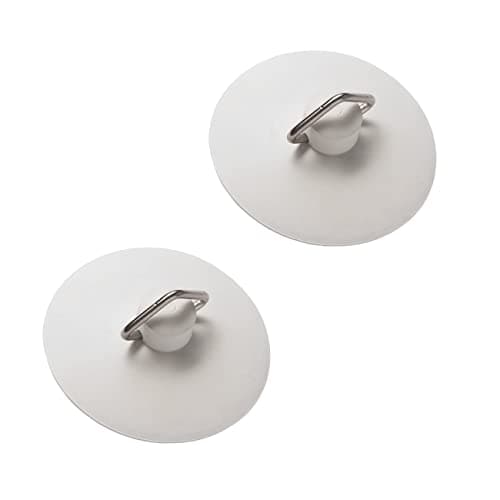 Image of TERF® Universal Self-Seating Bath Basin Rubber Plug White 57mm Diameter Self Parking Bath Basin Plug for Bathroom Bathtub Kitchen Laundry Sink Plug Drain stopper - Pack of 2