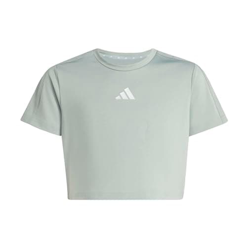 Image of adidas Girl's Train Essentials Seasonal Print T-Shirt, Wonder Sage/Silver met., 13-14 Years