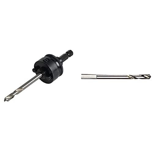 Image of Starrett ARBHS-A10E-01 Hole Saws Arbor - 32-210mm Quick Hitch Screw Thread Hex Shank Arbor with 6.35mm High Speed Pilot Drill Bit - Quick Change Mandrel & A014CE 92mm Extended Length Pilot Drill