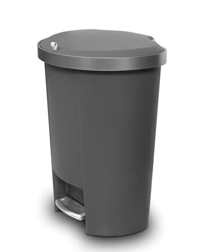 Image of Addis Mode 50 Litre Kitchen Pedal Bin – Semi-Round Design with Soft-Close or Stay-Open Lid – Large Family Waste Bin – Grey