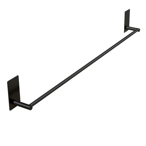 Image of Vista Self-Adhesive Towel Rail Black 60 cm SUS304 Stainless Steel Towel Holder No Drilling Self-Adhesive Towel Holder for Bathroom, Bedroom, Kitchen