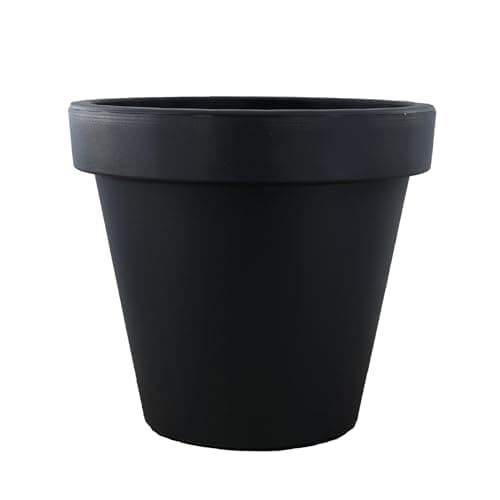 Image of GEEZY Round Anthracite Flower Pot – Versatile Indoor Outdoor Plant Pot, Durable 20x18 cm Planter for Garden, Lightweight Plastic, Stylish Anthracite Color, for Plant Lovers