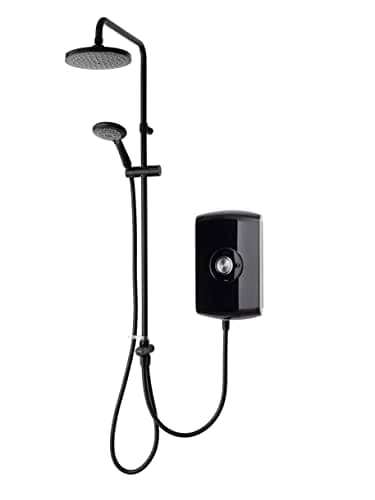 Image of Triton Showers GEAMDU93 Amore DuElec | Shower Electric | 9.5KW | Black Gloss I Electrical Showers | with Showerhead and Anti Twist Hose | Rainfall Shower Head | for Bathrooms