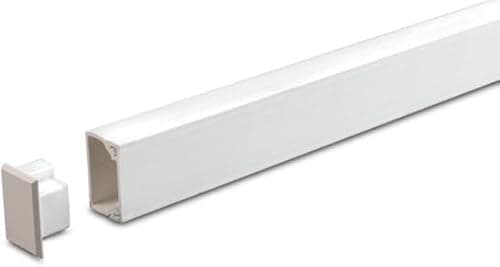 Image of 16mm x 40mm PVC White Electrical Cable Cover Mini Trunking Conduit Wire Tidy Self Adhesive + Bends (1 x 16mm x 40mm End Cap Only)