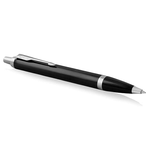 Image of Parker IM Ballpoint Pen | Black Lacquer with Chrome Trim | Medium Point Blue Ink | Gift Box