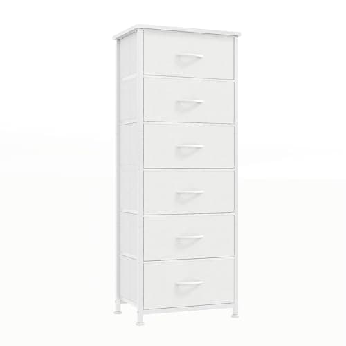 Image of CAIYUN 6 Drawer Tall Dresser, Dresser for Bedroom Entryway Hallway, Closet Storage Drawer, Commode De Chambre, Armoire De Rangement, White