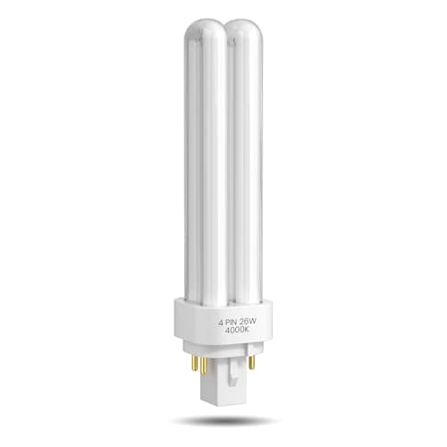 Image of TobeBright GX24Q-3 4 Pin 26W Compact Fluorescent Lamp, Natural White 4000K 2U Shape Energy Saving CFL Lamp 240V PLC 840 Double Turn Tube Light Bulb Non-dimmable for Corridor, Office, Bathroom