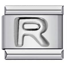 Image of Mon & Sons A - Z Embossed Silver Letter Initial Name Alphabet Personalised Birthday 9mm Italian Link Compatible With Modular Bracelet (R Silver)
