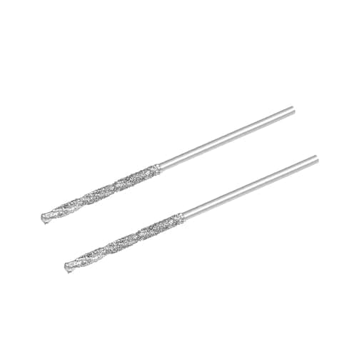 Image of TA-VIGOR 2mm Diamond Twist Drill Bit Set with Heavy Duty Rotary Tools for Glass, Wood, Jade, Stone, Tile - 2 Pieces