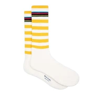 Image of Paul Smith PS Connor Stripe Socks Yellow White Multicoloured Top. One Size.