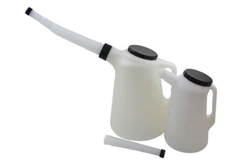 Image of US PRO 2 Piece Fuel Oil Measuring Jug Set With Lids And Spout 2L & 5L 3245