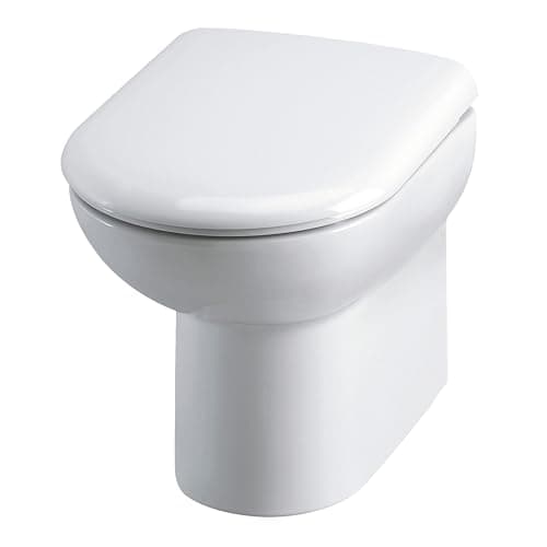 Image of Balterley D Shape Back to Wall Toilet Pan, Back to Wall Toilet Unit, Space Saving Toilets for Bathroom, Easy to Clean BTW Toilets for Bathrooms - 375mm x 535mm x 390mm (White)