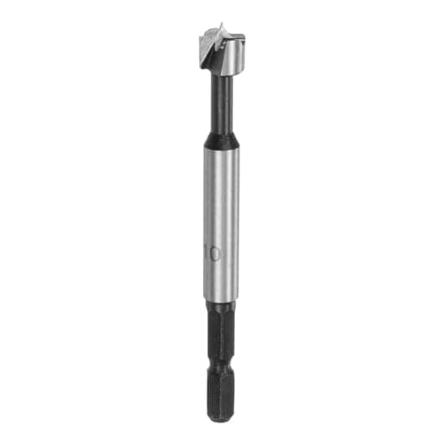 Image of M METERXITY Forstner Drill Bit for Woodworking, 3/8in (10mm) Carbon Steel Tip Hex Shank Hinge Cutter for Hard Wood/Plastic/Plywood/MDF, Wood Hole Drilling Opener