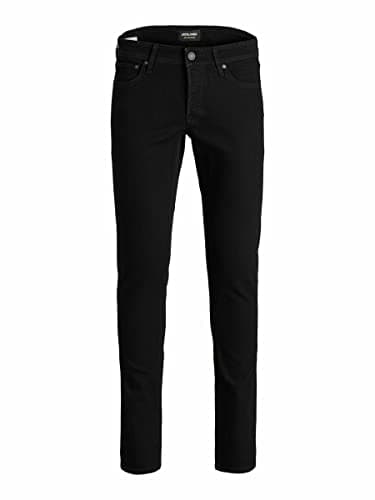 Image of Jack and Jones Mens Glenn Jeans Slim Fit Low Rise Casual Cotton Denim Pants for Men UK, Black Denim Colour, Size: 32W / 34L